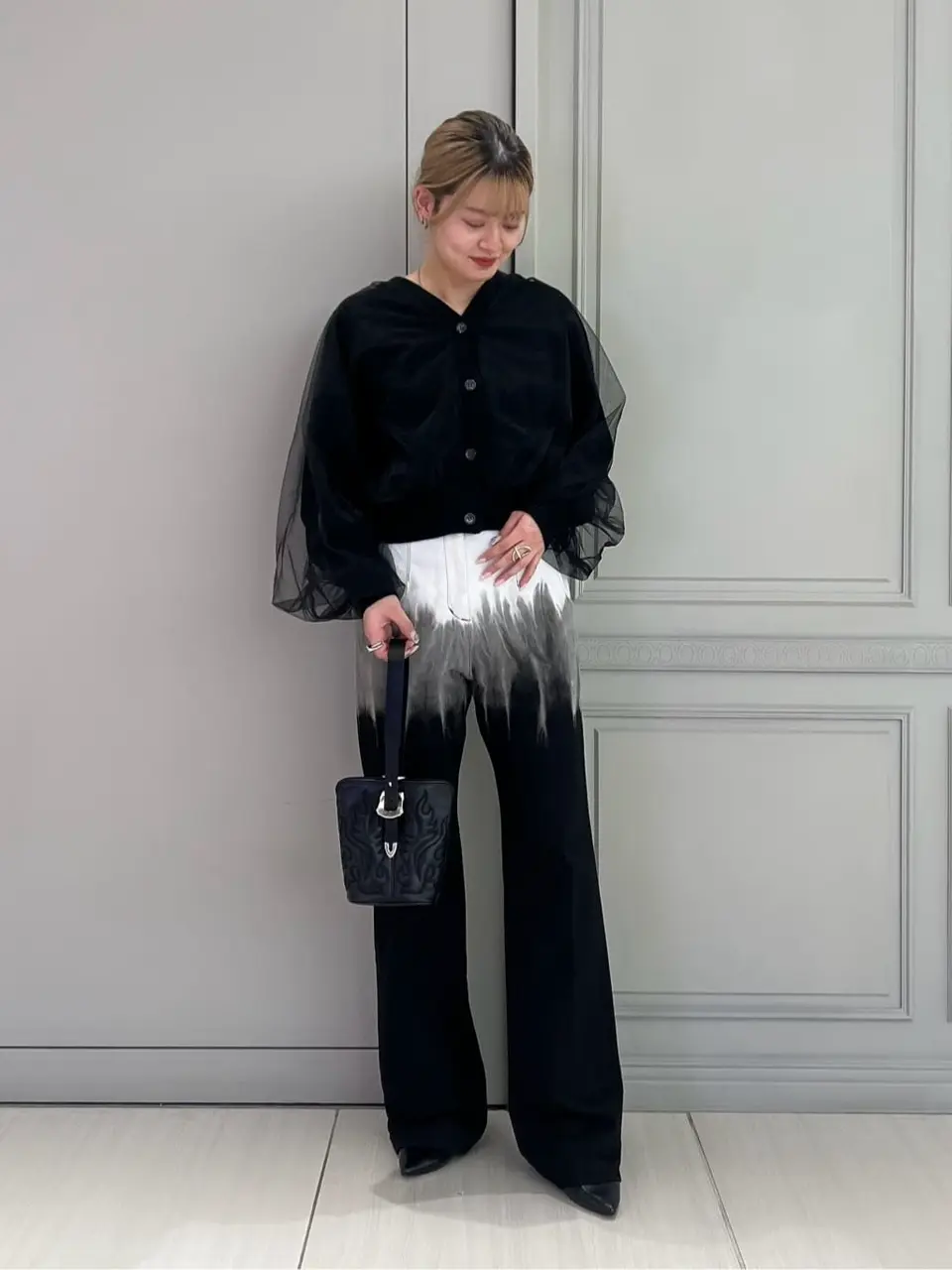 _♡♡♡ 様］mame kurogouchi フレアデニムパンツ ブラック _♡♡♡ 様