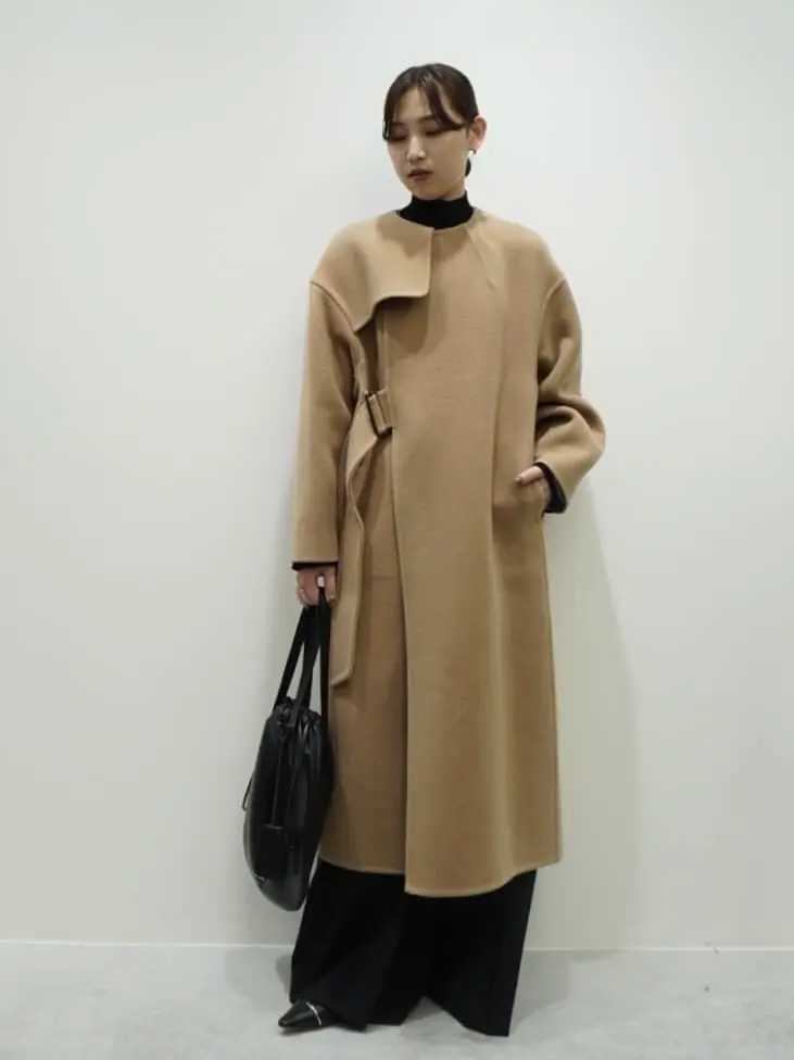 【未使用】ハイク ダブルフェイスコート サイズ1 ブラック ベルト付き ロング HYKE(ハイク)】 DOUBLE FACE TRANCH COAT｜PARIGOT ONLINE