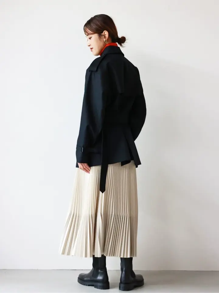HYKE(ハイク)】 TAFFETA×ECO-LEATHER PLEATED SKIRT｜PARIGOT ONLINE