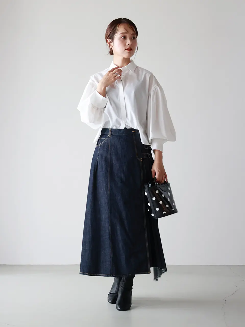JAPAN DENIM(ジャパンデニム)】 EZUMI _ WRAP PLEATS DENIM SKIRT