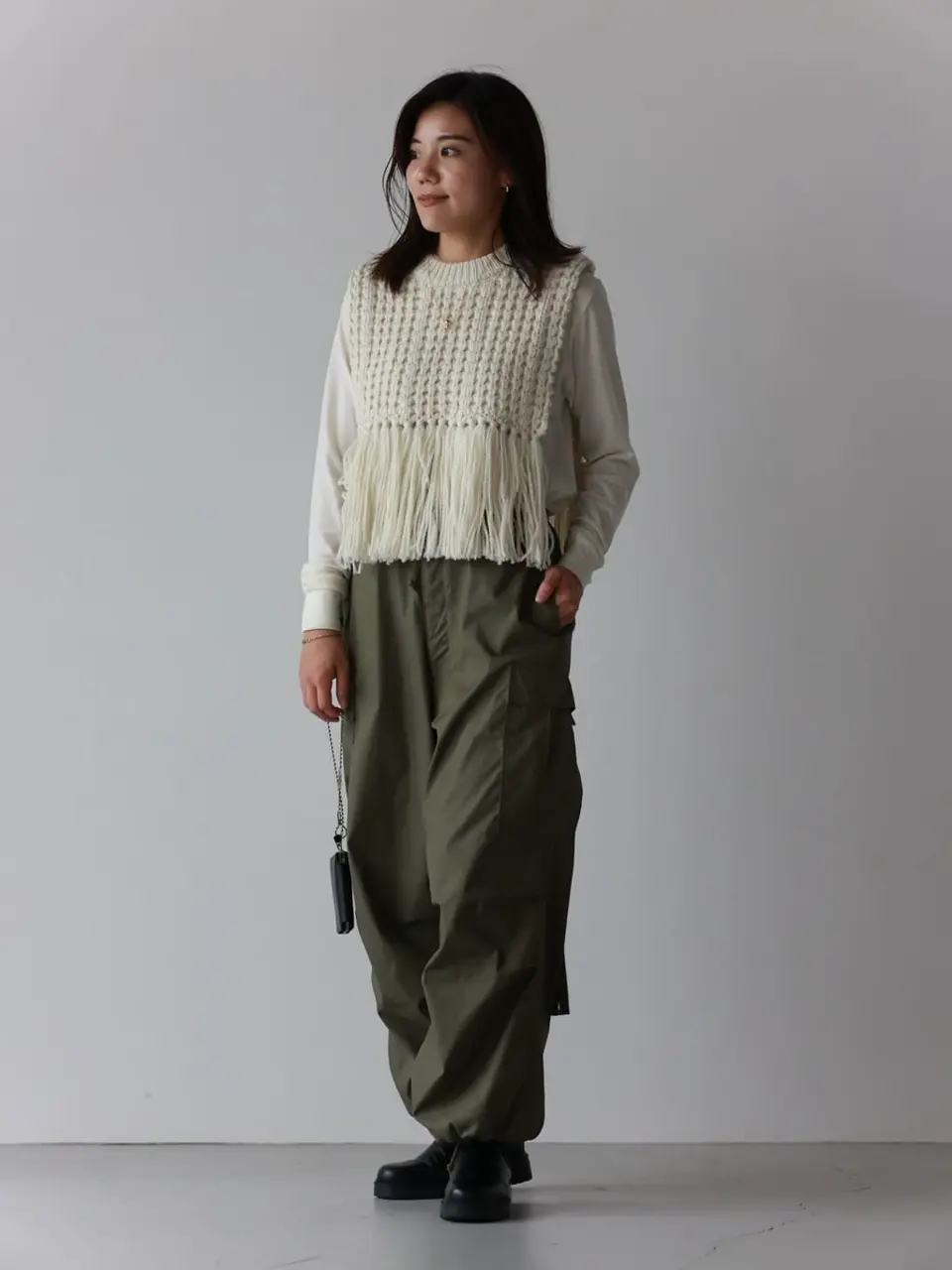 HYKE(ハイク)】 WAFFLE KNIT SWEATER TOP WITH FRINGE｜PARIGOT ONLINE