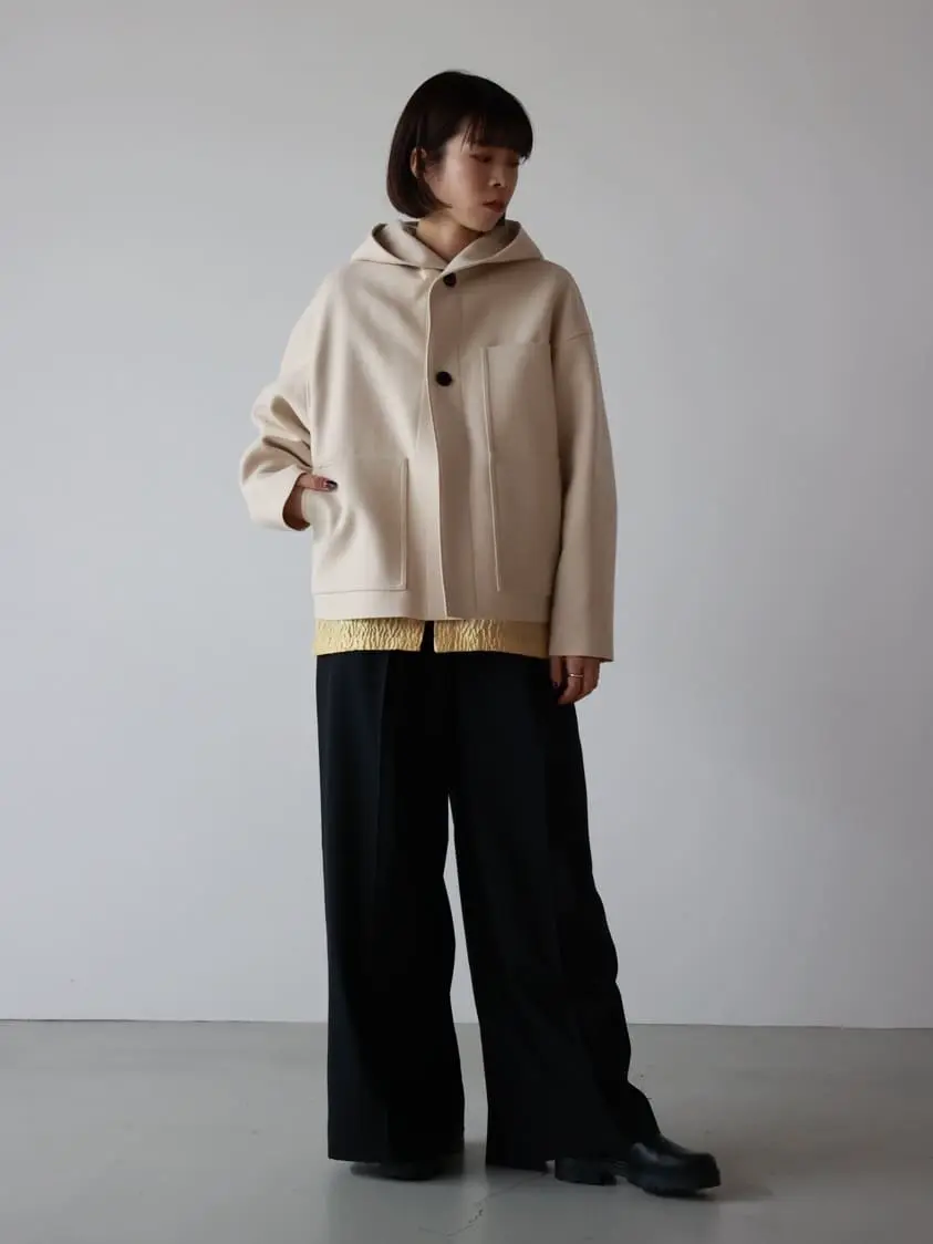 HYKE メルトン　フーデッドワークジャケット　黒　サイズ1【試着のみ】 HYKE(ハイク)】 MELTON HOODED WORK COAT｜PARIGOT ONLINE（パリゴ