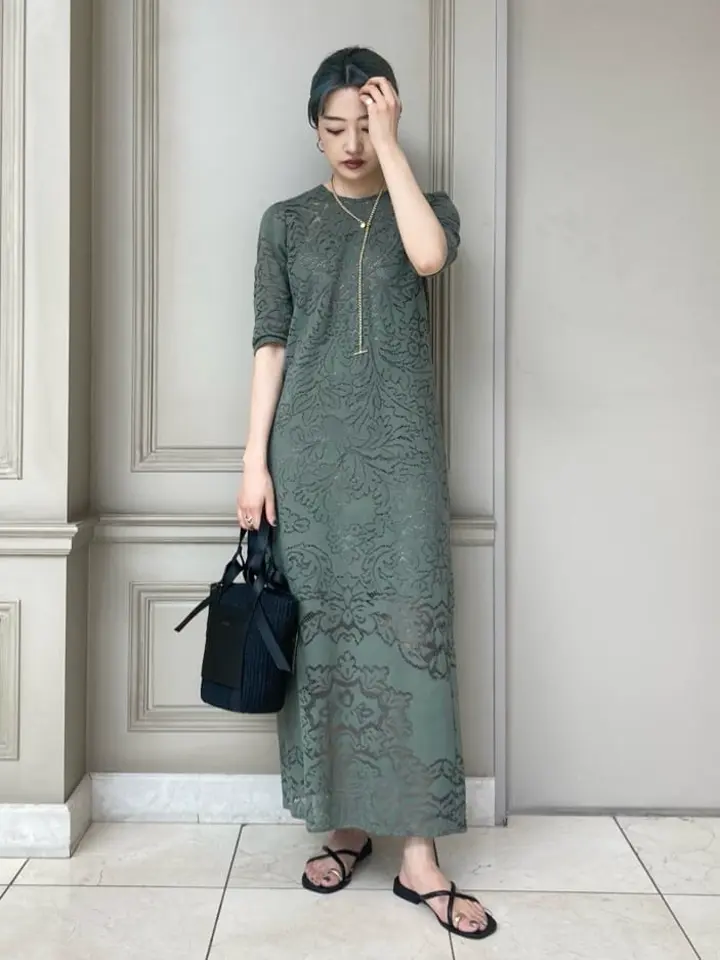 AMERI(アメリ)】PARIGOT別注 JACQUARD RUSSELL LACE DRESS