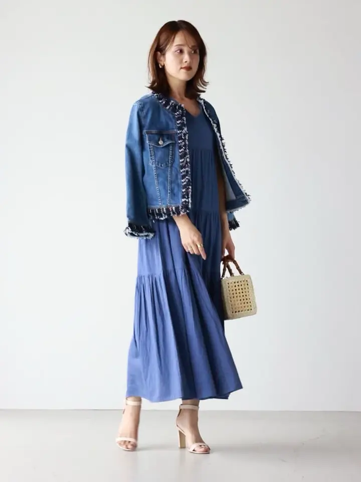 JAPAN DENIM(ジャパンデニム)】 COOHEM_TWEED FRINGE NO COLLAR JACKET