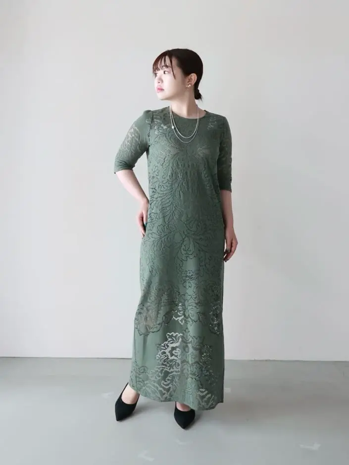 AMERI(アメリ)】PARIGOT別注 JACQUARD RUSSELL LACE DRESS