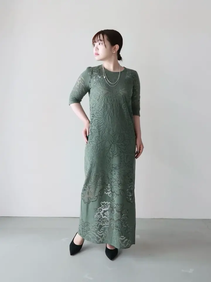 ameri ドレス AMERI(アメリ)】PARIGOT別注 JACQUARD RUSSELL LACE DRESS