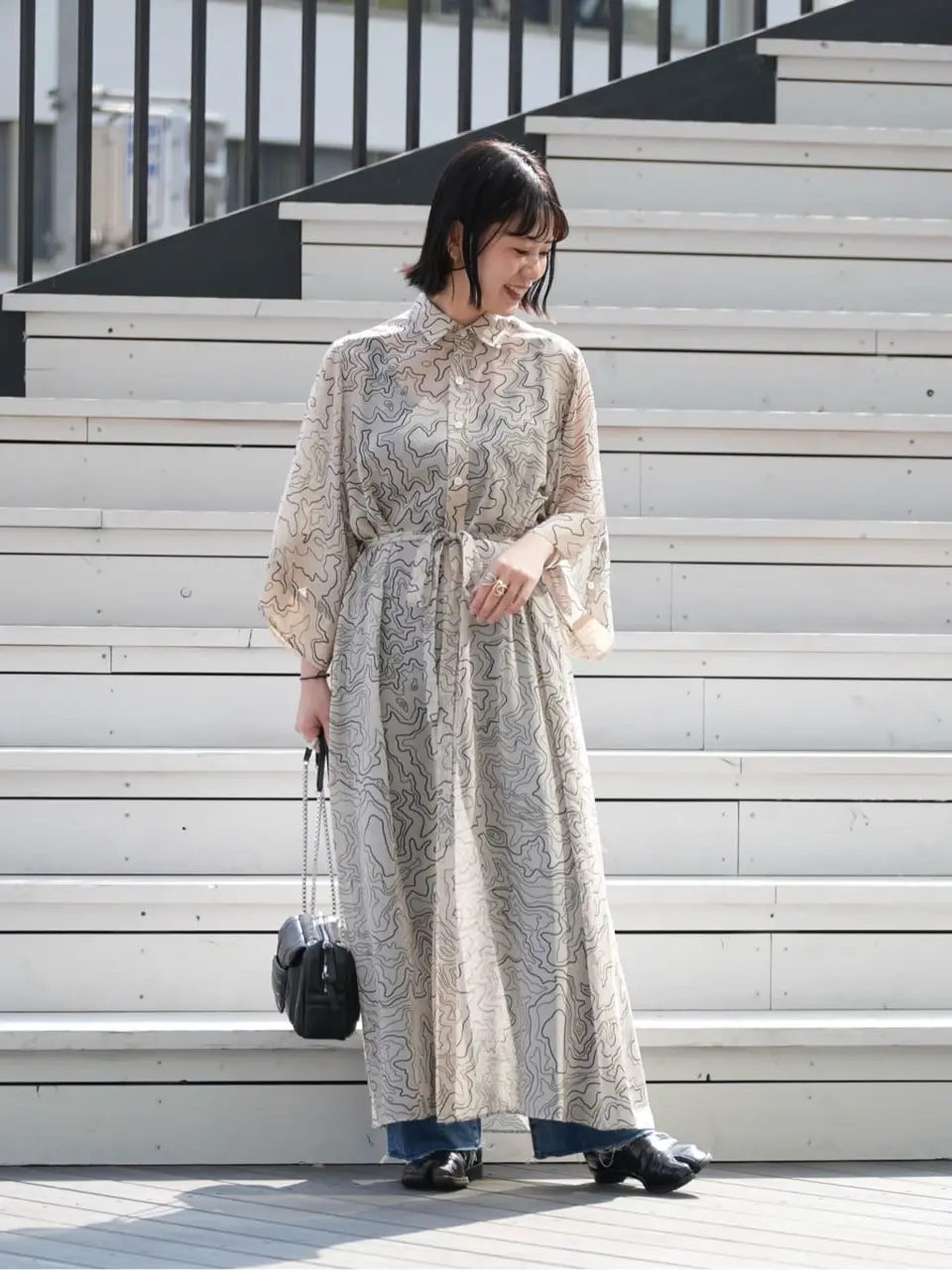 HYKE(ハイク)】 CONTOUR LINE BELL-SLEEVE DRESS｜PARIGOT ONLINE