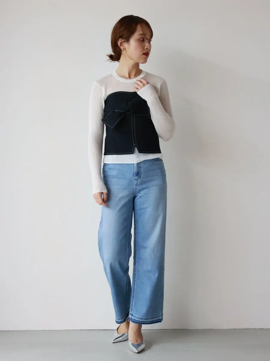 【HYKE】WHITE STITCH STRAPLESS TOP サイズ1 HYKE(ハイク)】 WHITE STITCH STRAPLESS TOP｜PARIGOT ONLINE