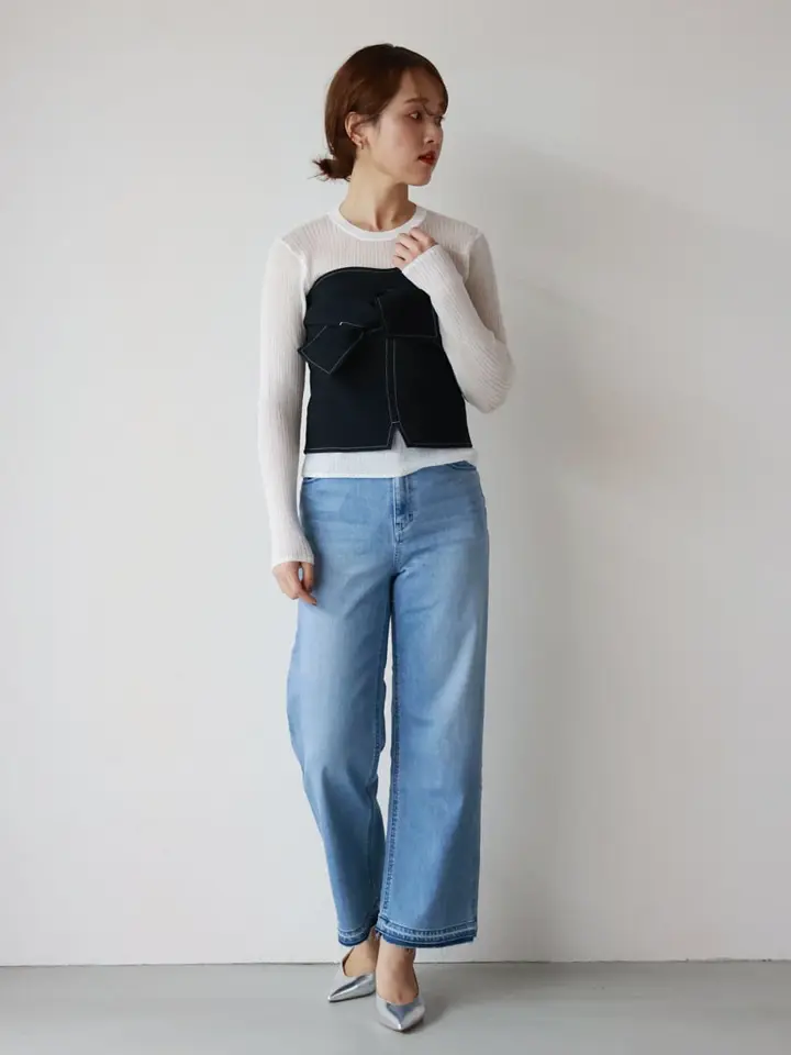 新品　HYKE 24SS WHITE STITCH STRAPLESS TOP HYKE(ハイク)】 WHITE STITCH STRAPLESS TOP｜PARIGOT ONLINE（パリゴ