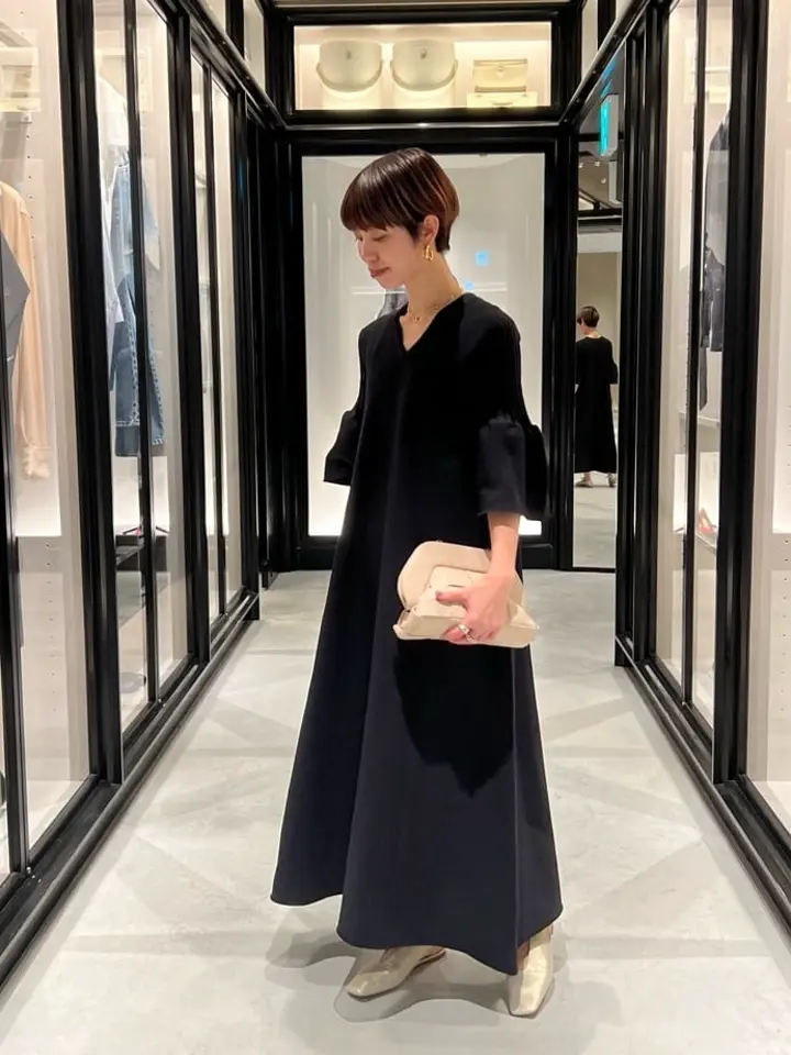 CFCL(シーエフシーエル)】 POTTERY SHORT BELL SLEEVE FLARE DRESS