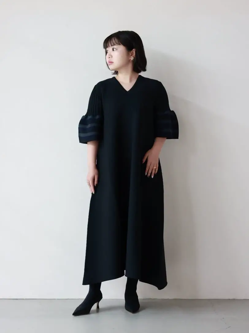 CFCL(シーエフシーエル)】 POTTERY SHORT BELL SLEEVE FLARE DRESS