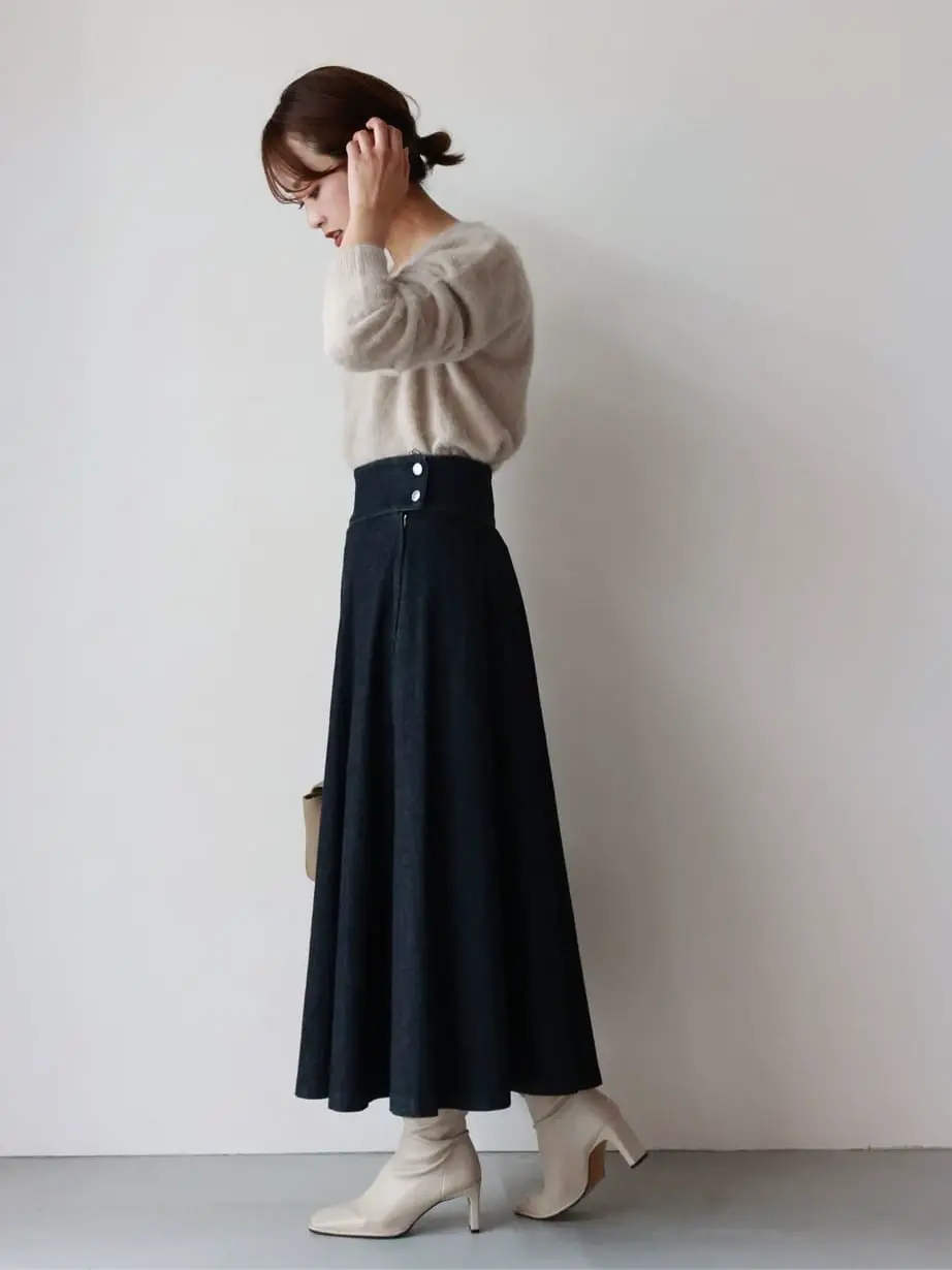 JAPAN DENIM(ジャパンデニム)】 PIPING FLARE SKIRT｜PARIGOT