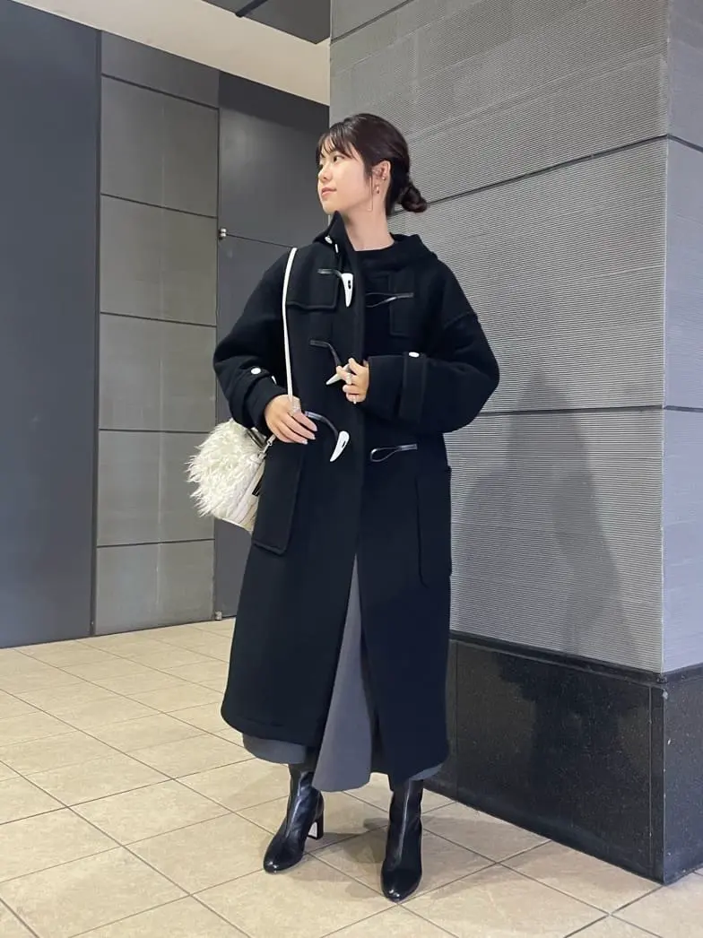 【未使用】ハイク ダブルフェイスコート サイズ1 ブラック ベルト付き ロング 12月3日(土)20時～パリゴオンラインにて販売開始！】HYKE(ハイク