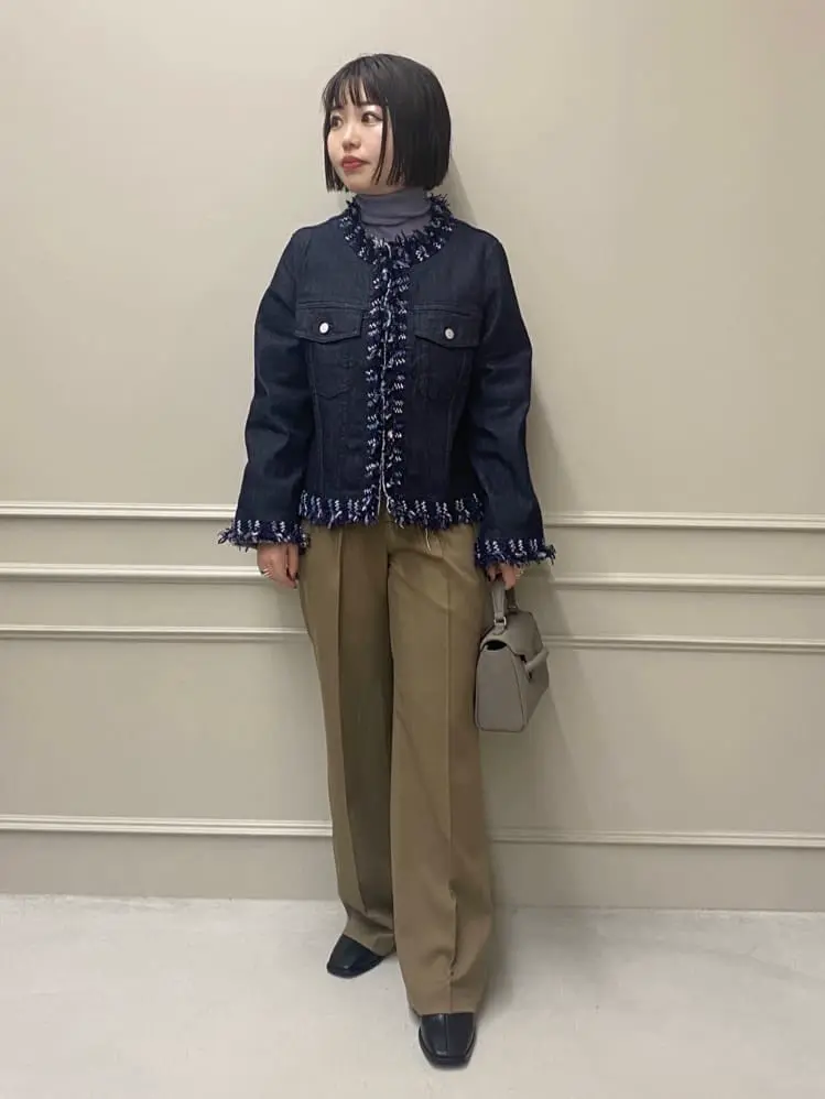 JAPAN DENIM(ジャパンデニム)】 COOHEM_TWEED FRINGE NO COLLAR JACKET