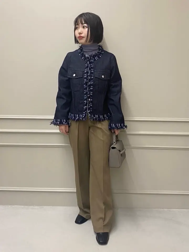 JAPAN DENIM(ジャパンデニム)】 COOHEM_TWEED FRINGE NO COLLAR JACKET