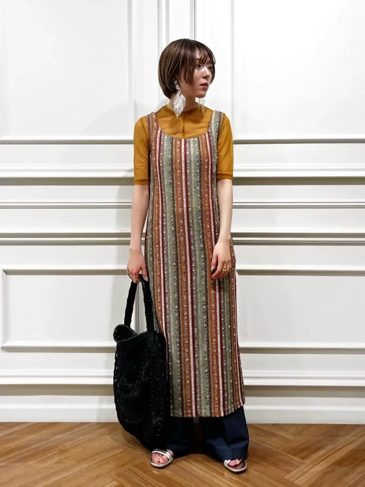 Mame Kurogouchi(マメ クロゴウチ)】 Marble Printed Plaid Sheer Crew