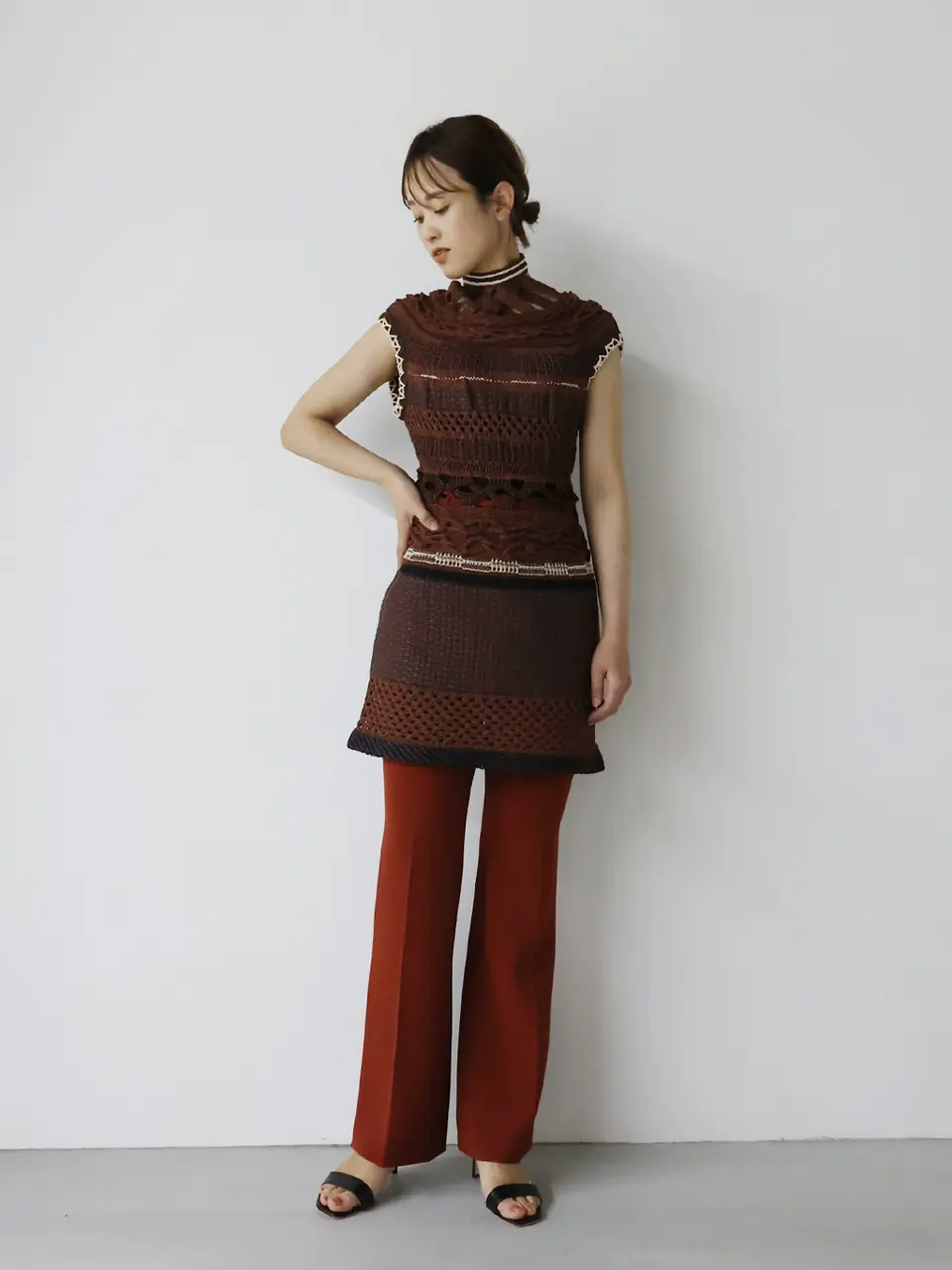 Mame Kurogouchi(マメ クロゴウチ)】 Bamboo Basket Pattern Knitted