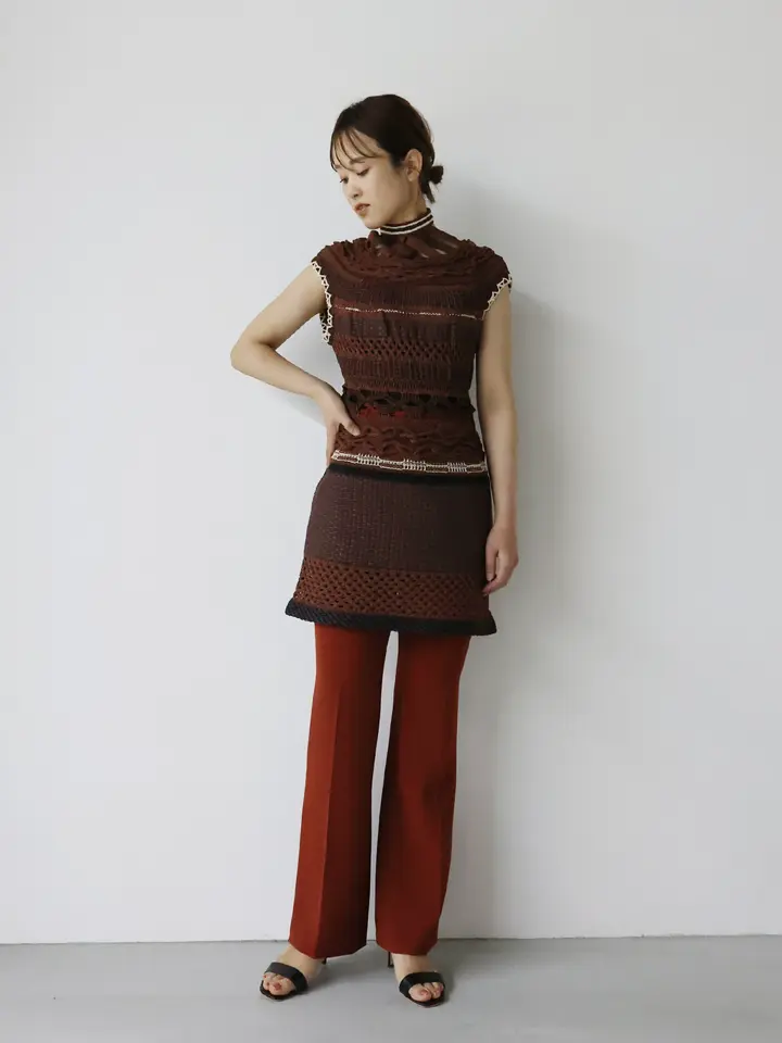 未使用タグ付き　マメクロゴウチ　バンブーバスケットパターンニットドレス Mame Kurogouchi(マメ クロゴウチ)】 Bamboo Basket Pattern