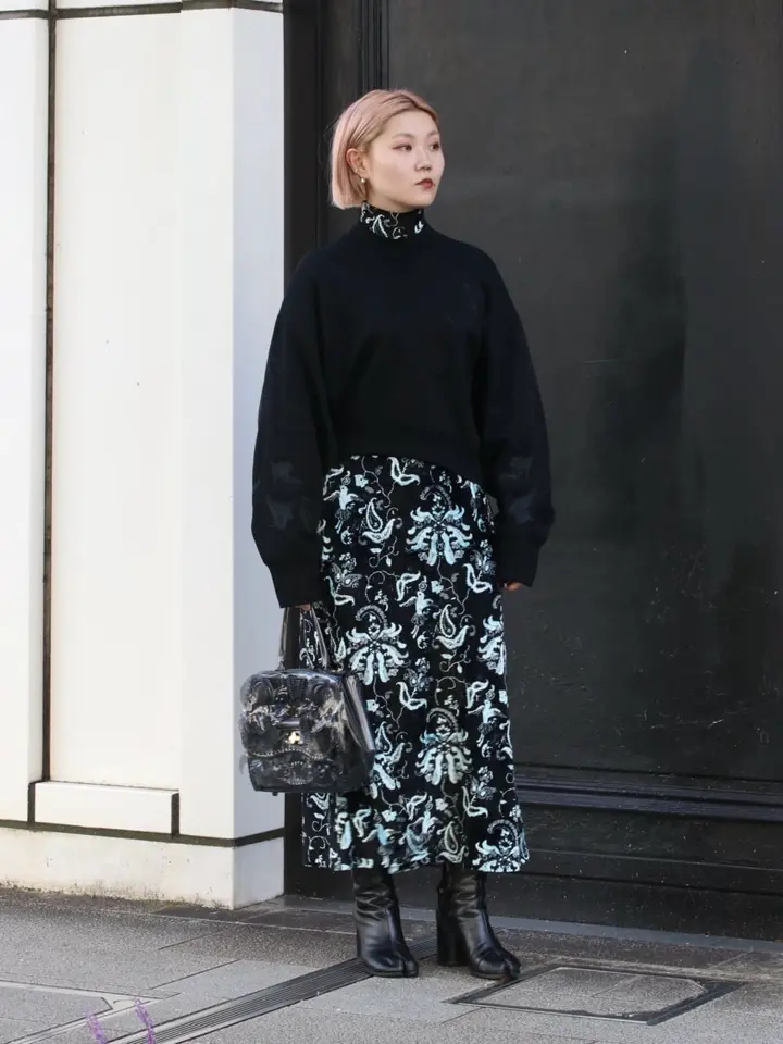 Mame Kurogouchi(マメ クロゴウチ)】 Velour Jersey High Neck Dress