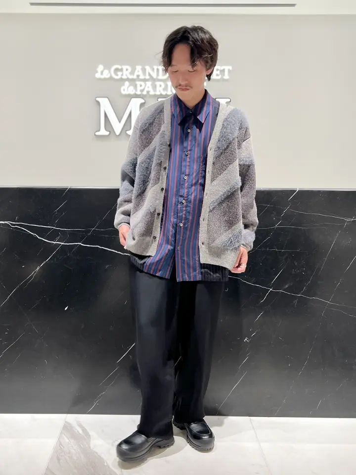 トーガビリリース stripe frill shirt (ネイビー/Ｍ) TOGA VIRILIS(トーガ ビリリース)】 CUPRA STRIPE SHIRT｜PARIGOT