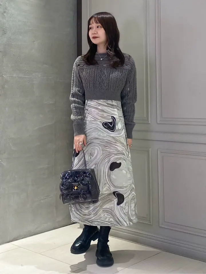 Mame Kurogouchi(マメ クロゴウチ)】 Marble Print Jersey Dress