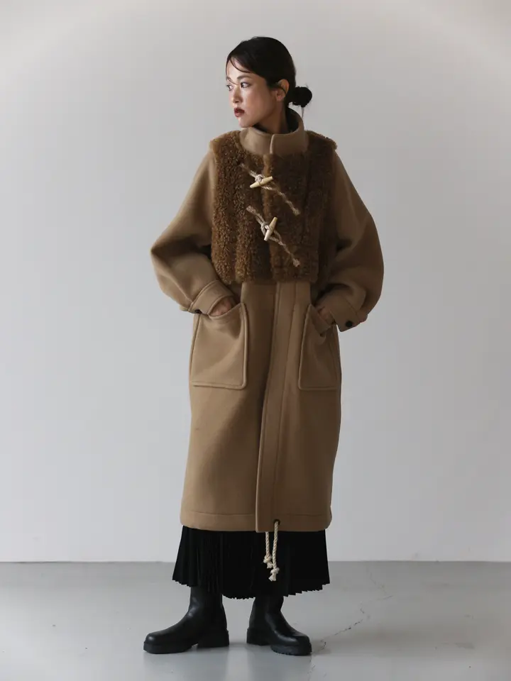 HYKE(ハイク)】 DOUBLE FACE FAUX SHERLING DUFFLE COAT ｜PARIGOT