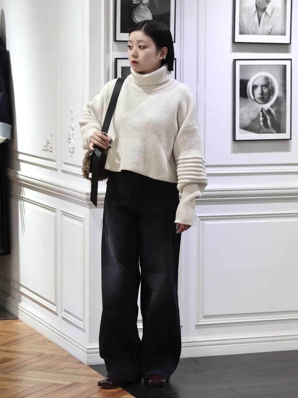 CFCL(シーエフシーエル)】 LOW GAUGE GLITTER HIGHNECK CROPPED