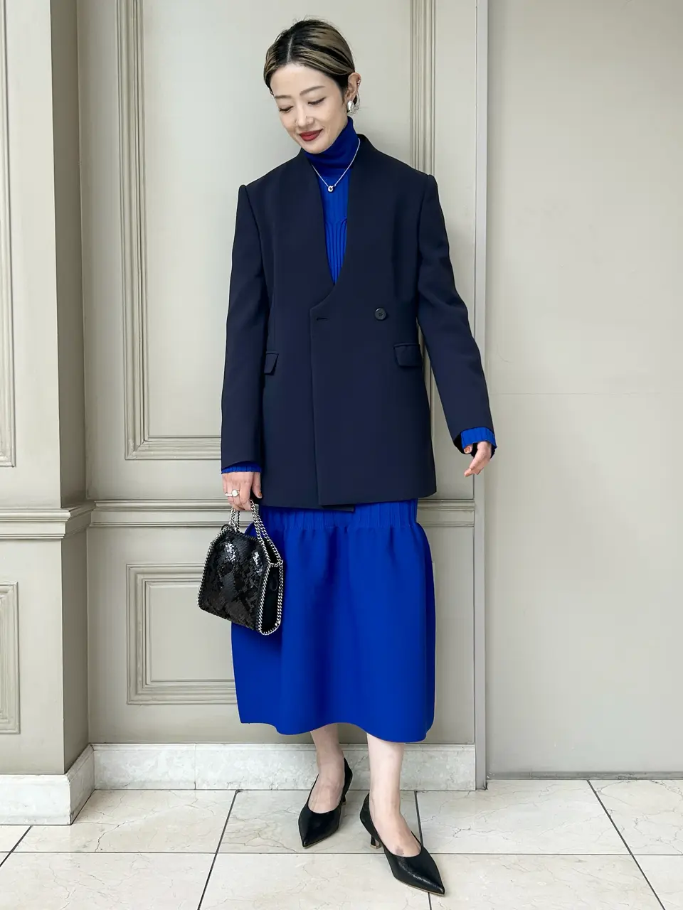 Mame Kurogouchi(マメ クロゴウチ)】 Acetate Polyester Collarless