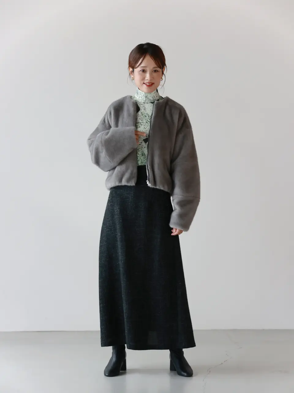 PHOTOCOPIEU(フォトコピュー)】 CAPRICE CURVED WAIST MAXI SKIRT