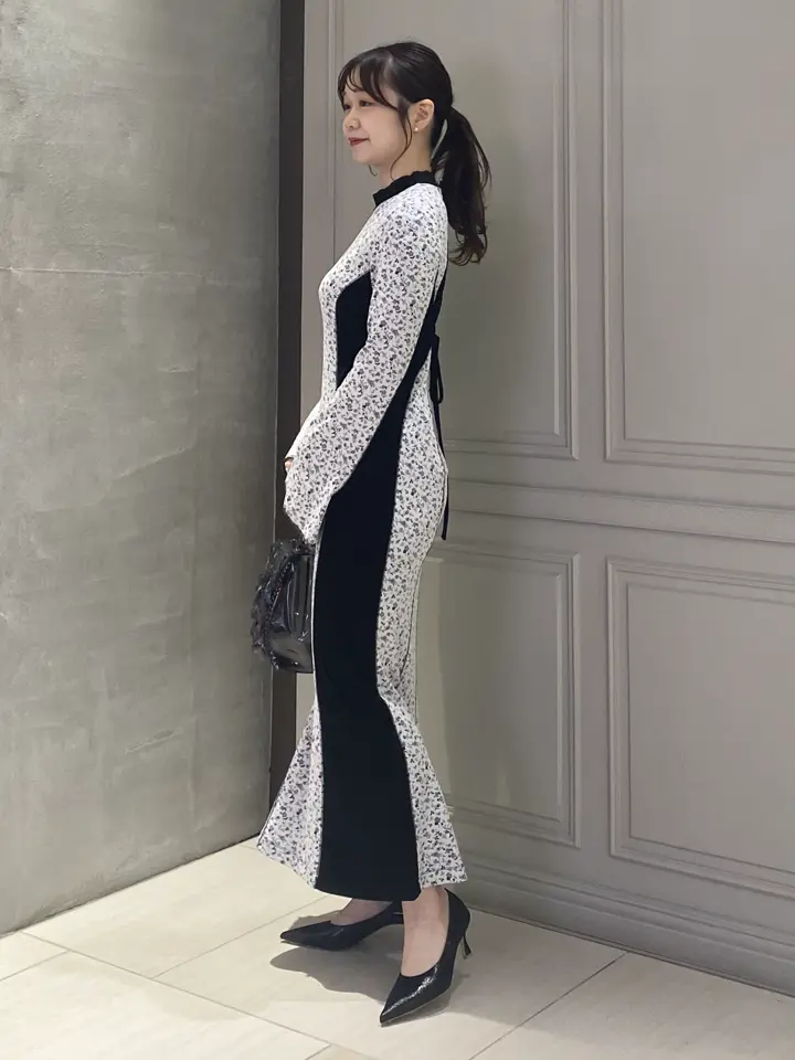 マメクロゴウチワンピース Mame Kurogouchi(マメ クロゴウチ)】Floral Jacquard Fraise Stitch