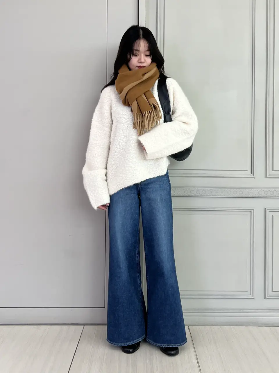 158cm ワイドデニム着用