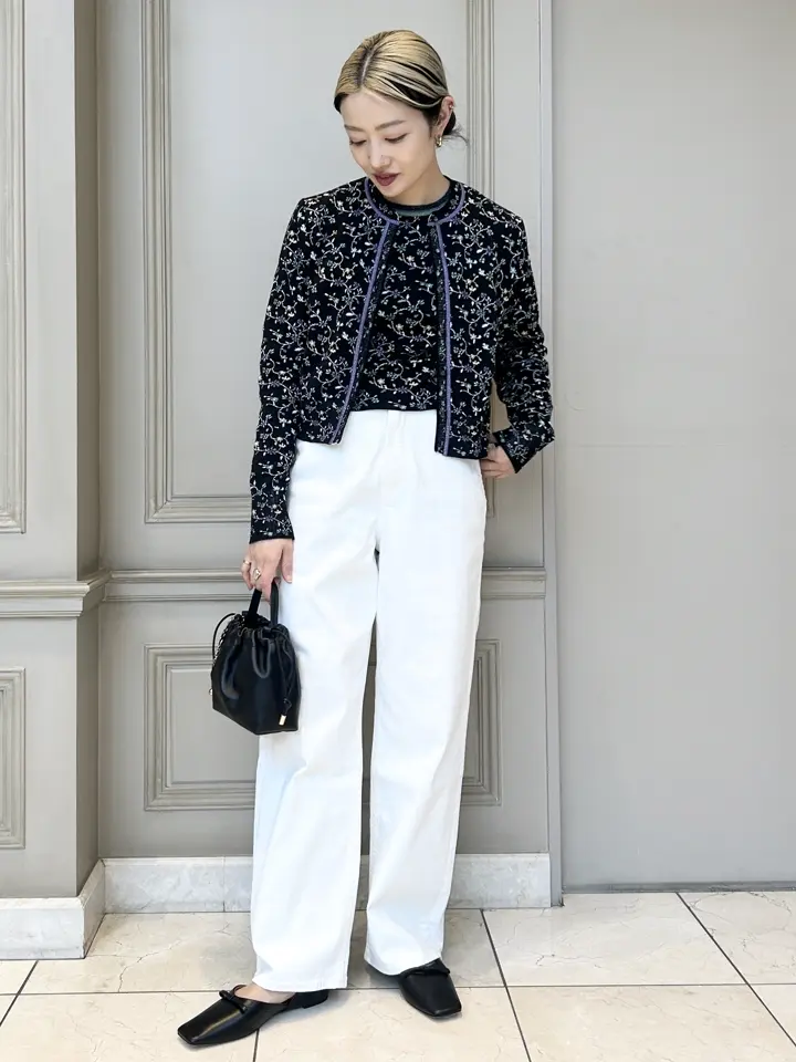 Mame Kurogouchi(マメ クロゴウチ)】 Floral Motif Glitter Knit