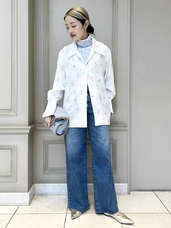 マメクロゴウチ mame 初期 Vネック花柄カットソー マメクロゴウチ mame 初期 Vネック花柄カットソー mame kurogouchi