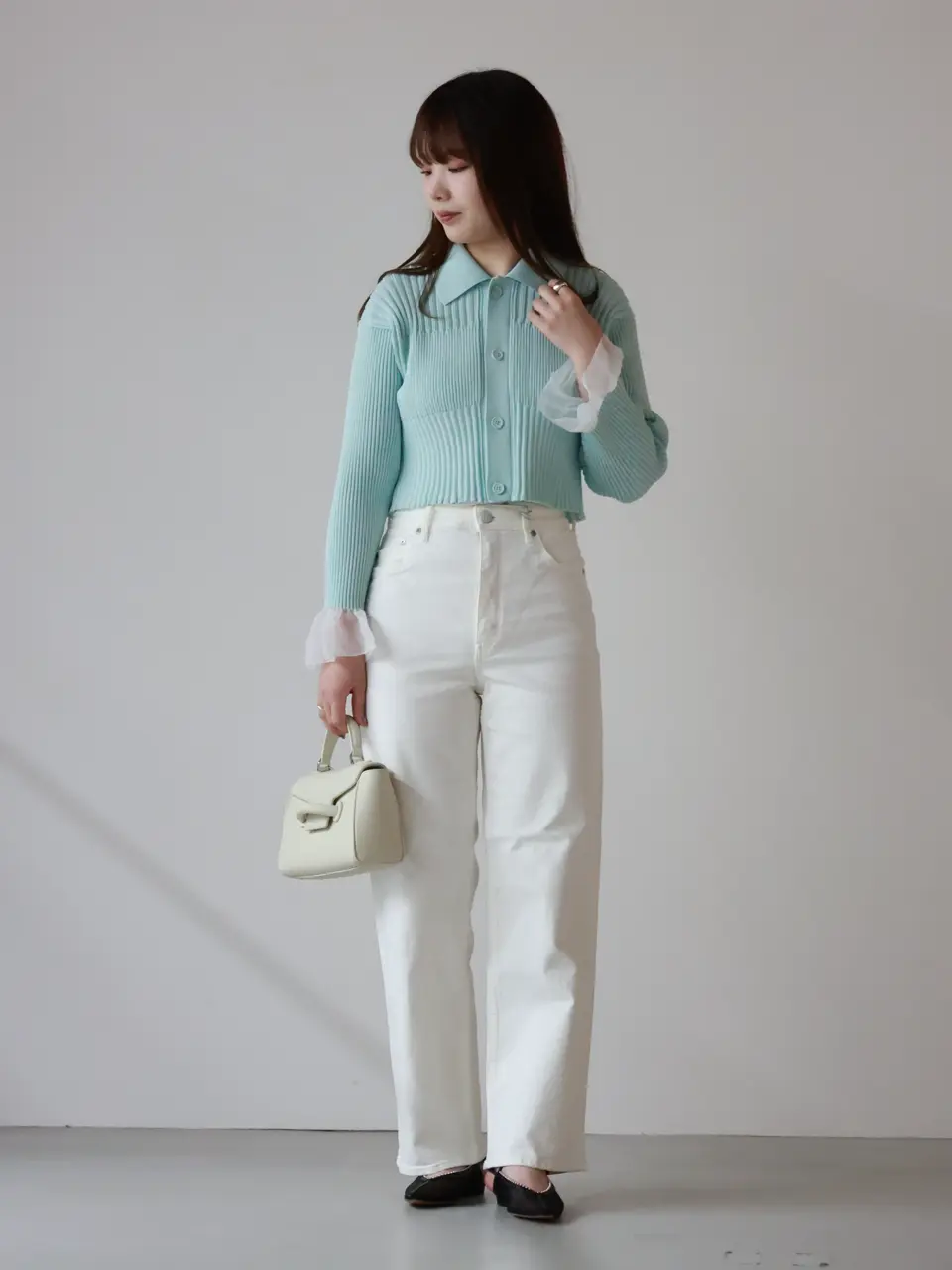 CFCL(シーエフシーエル)】 FLUTED LUCENT CROPPED SHIRT CARDIGAN