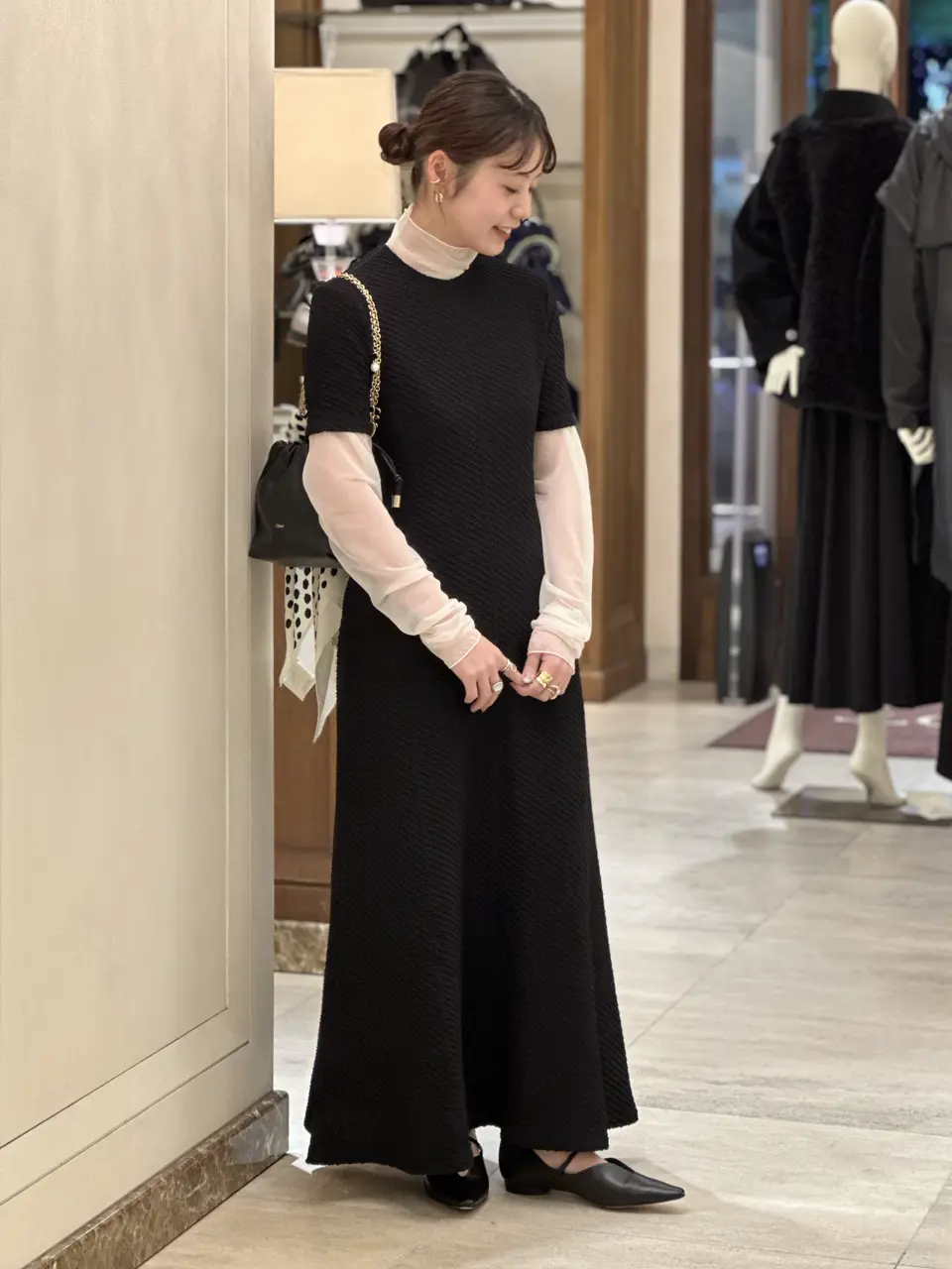 Mame Kurogouchi(マメ クロゴウチ)】 Shirring Jersey Jacquard Dress