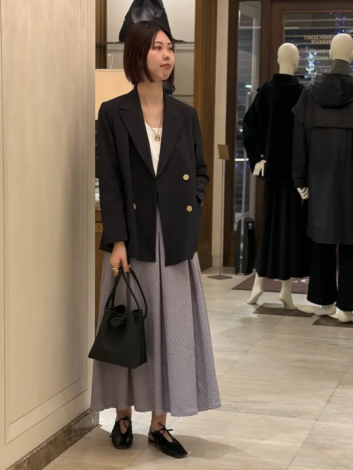 Mame Kurogouchi(マメ クロゴウチ)】 Shirring Jersey Jacquard Flare