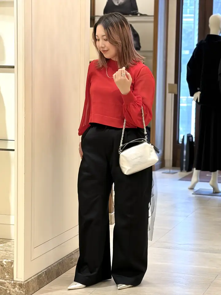 HYKE(ハイク)】 SHEER SLEEVE CREW NECK CROPPED KNIT｜PARIGOT ONLINE