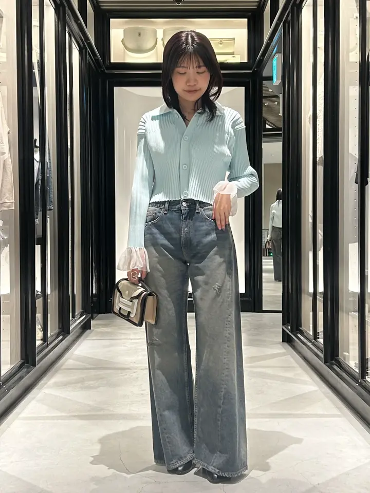 CFCL(シーエフシーエル)】 FLUTED LUCENT CROPPED SHIRT CARDIGAN
