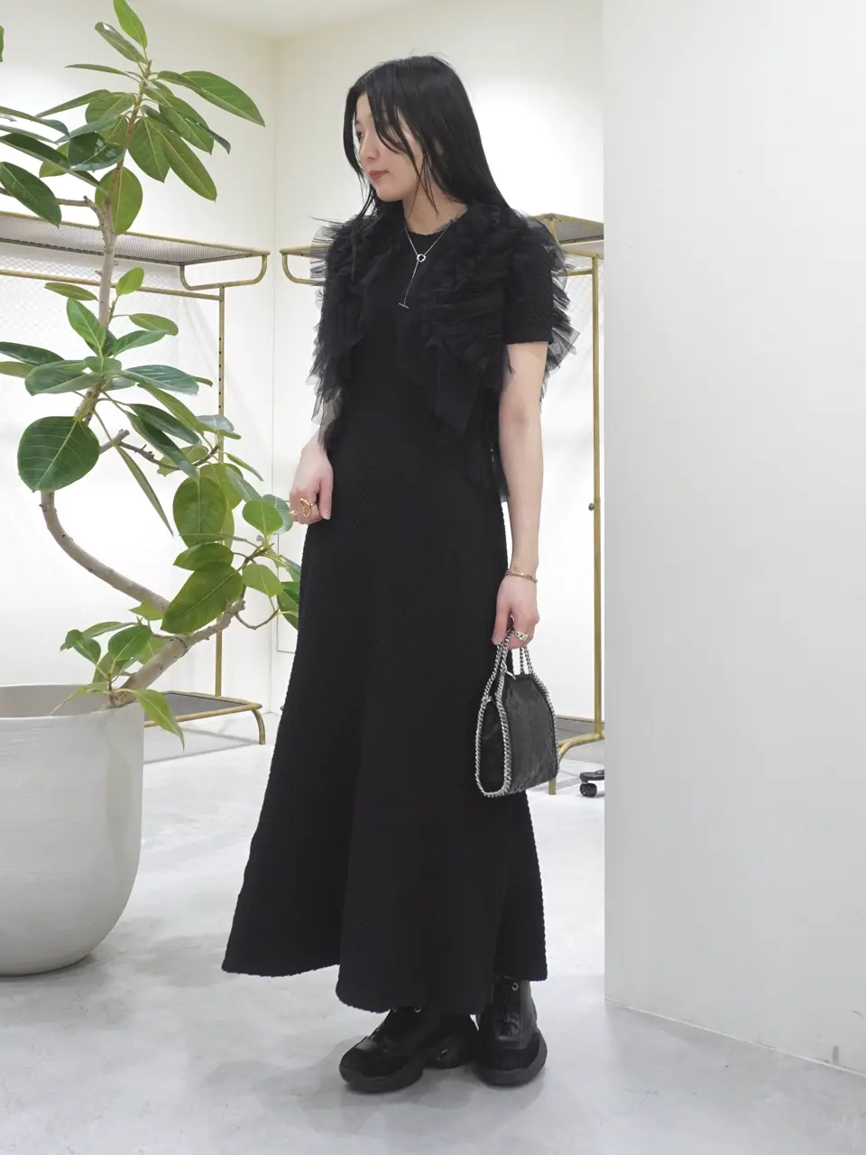 Mame Kurogouchi(マメ クロゴウチ)】 Shirring Jersey Jacquard Dress