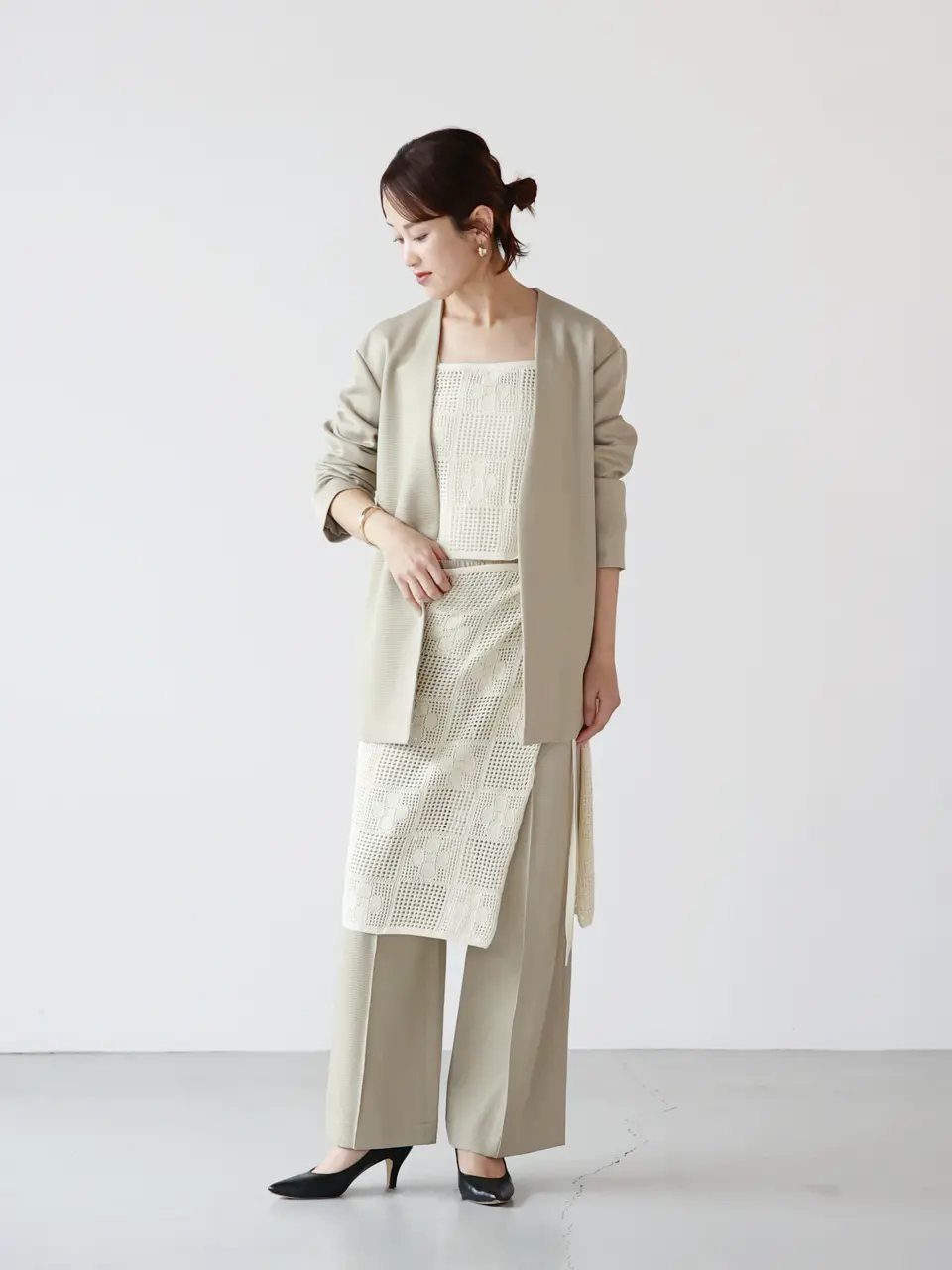 PHEENY(フィーニー)】 Cotton Lace Stitch Apron｜PARIGOT ONLINE