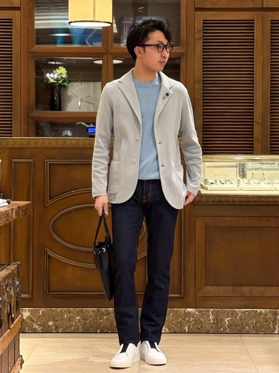 LARDINI(ラルディーニ)】 コットンクレーププレーンステッチニット