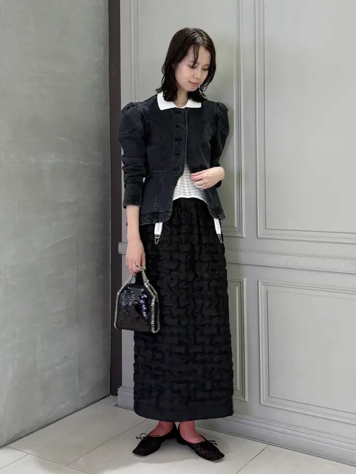 FETICO(フェティコ)】 DAMASK PRINT DENIM PEPLUM JACKET｜PARIGOT