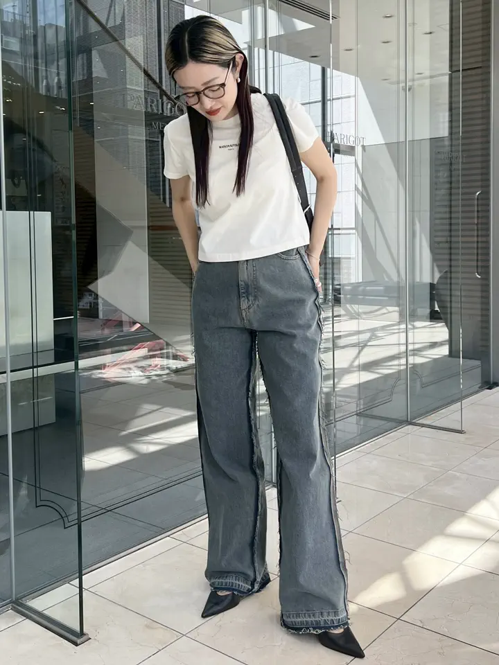 MM6 Maison Margiela ホワイト ワイドストレートデニム MM6 デニム