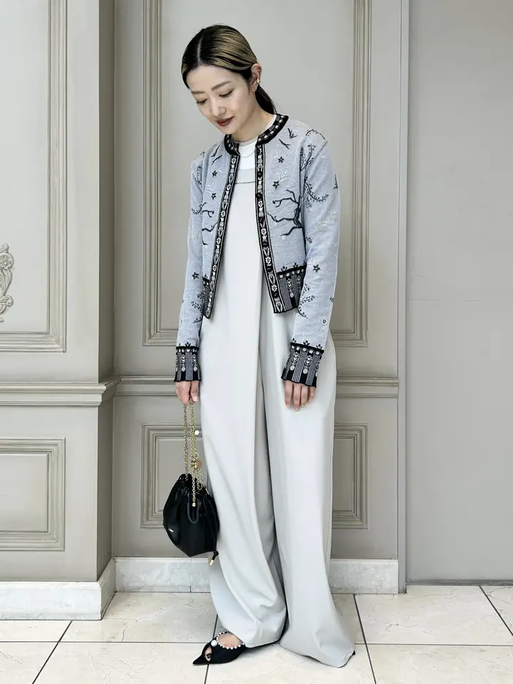Mame Kurogouchi(マメ クロゴウチ)】 Layered Jacquard Knit Cardigan