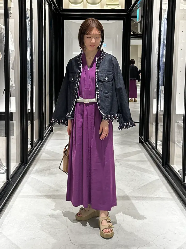 コ*コ様 ブルマリン アンナモリナーリ ファー襟付き刺繍デニムジャケットイタリア JAPAN DENIM(ジャパンデニム)】 COOHEM_TWEED FRINGE NO COLLAR JACKET