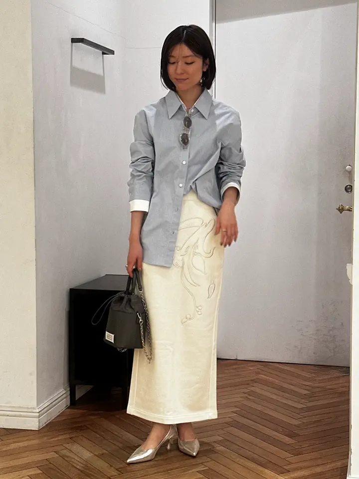 Mame Kurogouchi(マメ クロゴウチ)】 Floral Embroidery Sweat Skirt