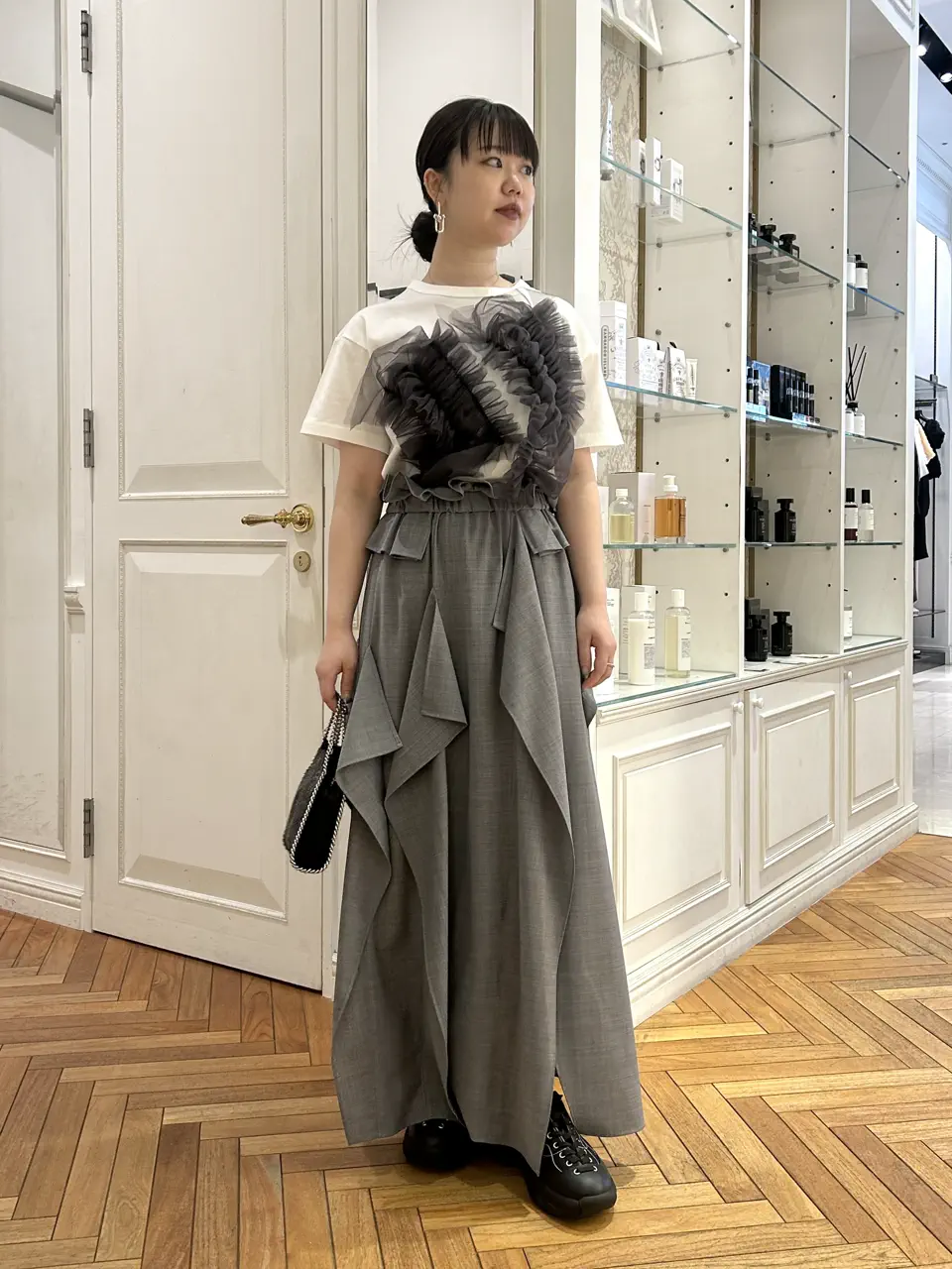 Chika Kisada(チカ キサダ)】 PARIGOT別注 TULLE DOCKING T-SHIRT