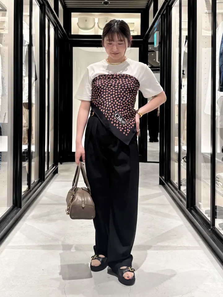 Chloe(クロエ)】 コットンジャージー製オーバーサイズ ロゴTシャツ
