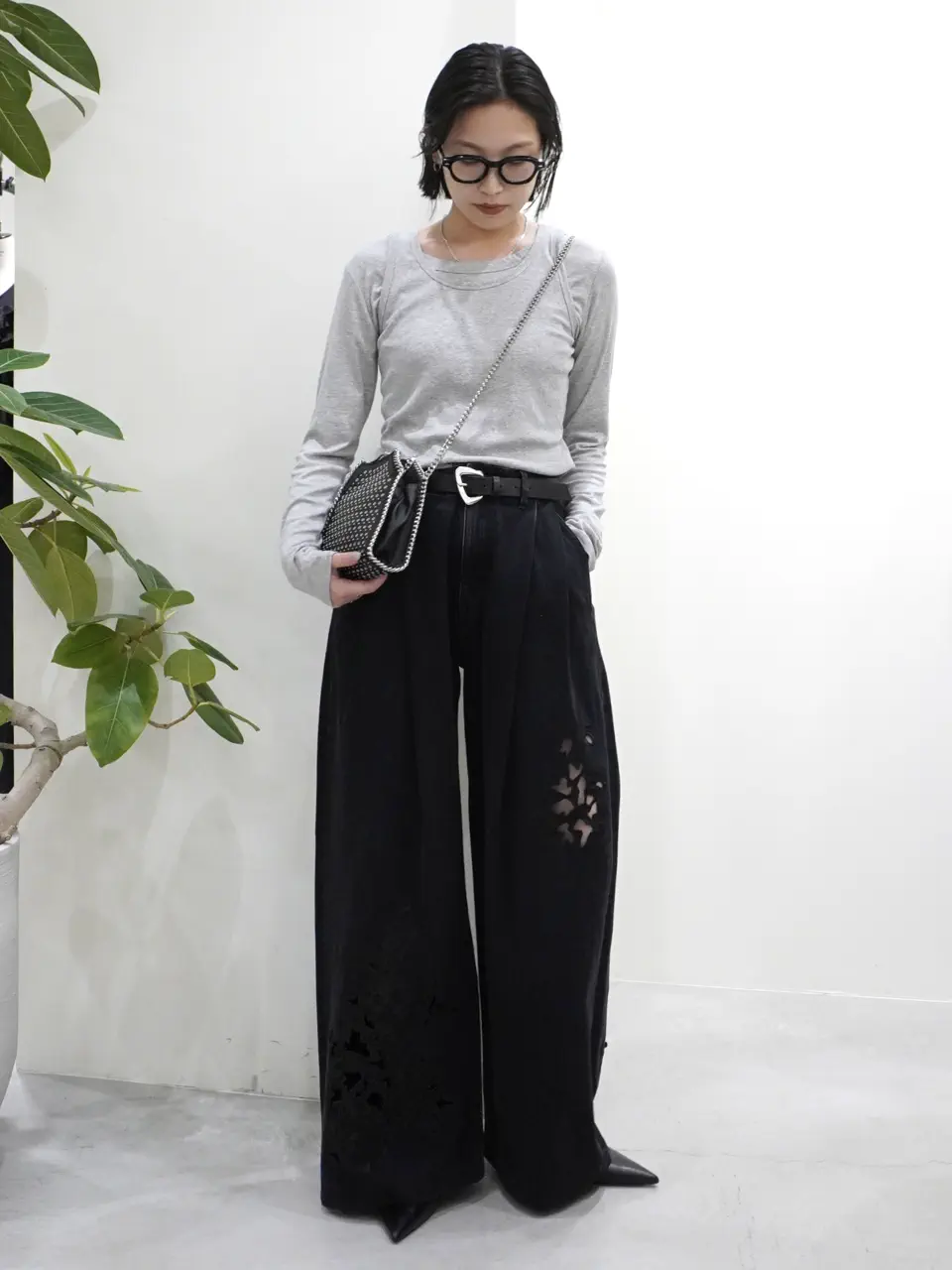 MAISON BOINET(メゾンボワネ)】 シルバーバックルレザーベルト