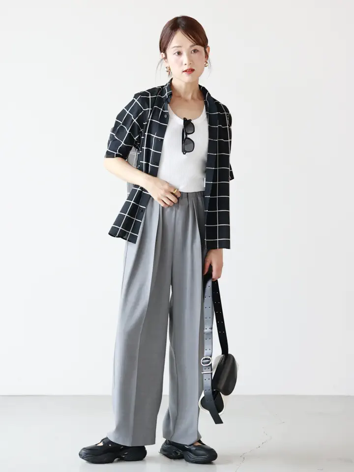 HYKE(ハイク)】 SHEER BACK WINDOWPANE SHORT SLV BLOUSE｜PARIGOT